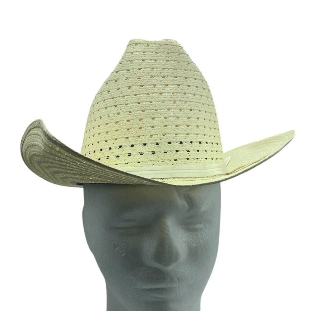 Vtg Western Trails Lightweight Shape Eze Brim Straw‎ Cowboy Hat Men Sz 6 1/2
